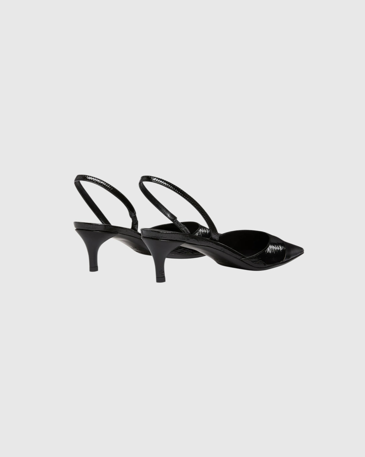 Vinyl-Slingbacks mit Lederkappe Schwarz