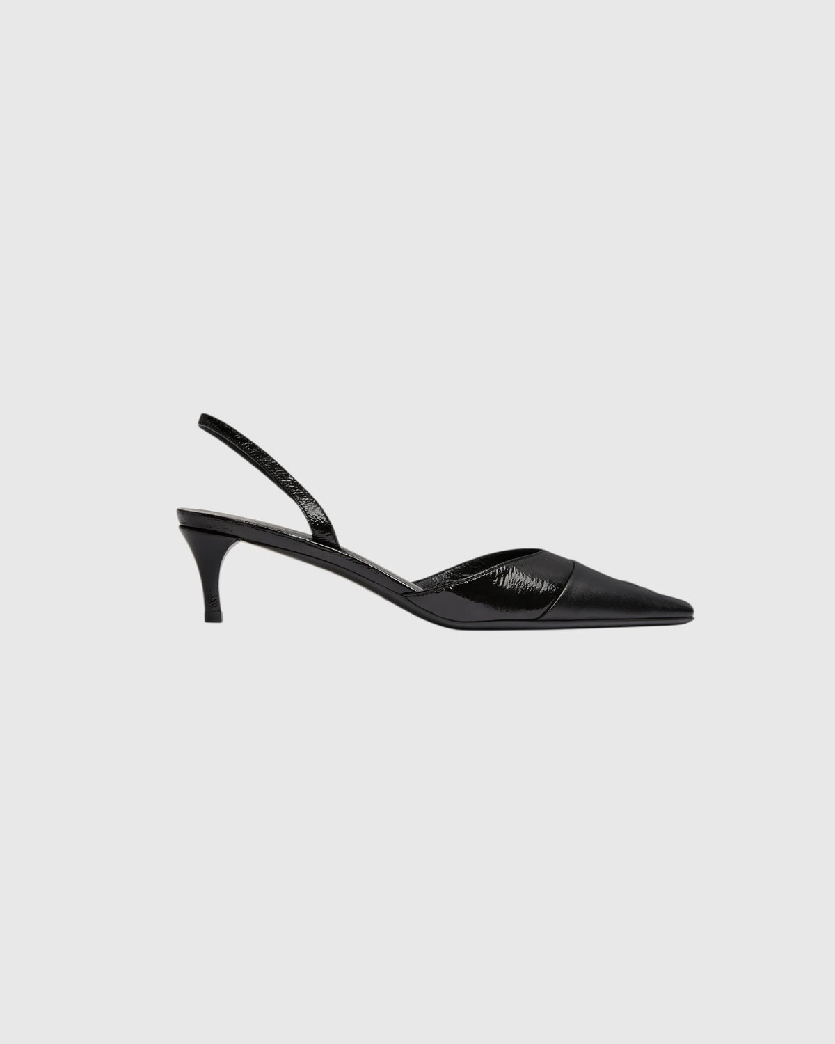 Vinyl-Slingbacks mit Lederkappe Schwarz