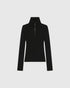 Courrèges Rippstrick-Pullover mit Zip-Kragen in Schwarz als Produktfreisteller von vorne