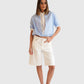 House of Dagmar Baggy Fit Denim Shorts Weiß von vorne getragen