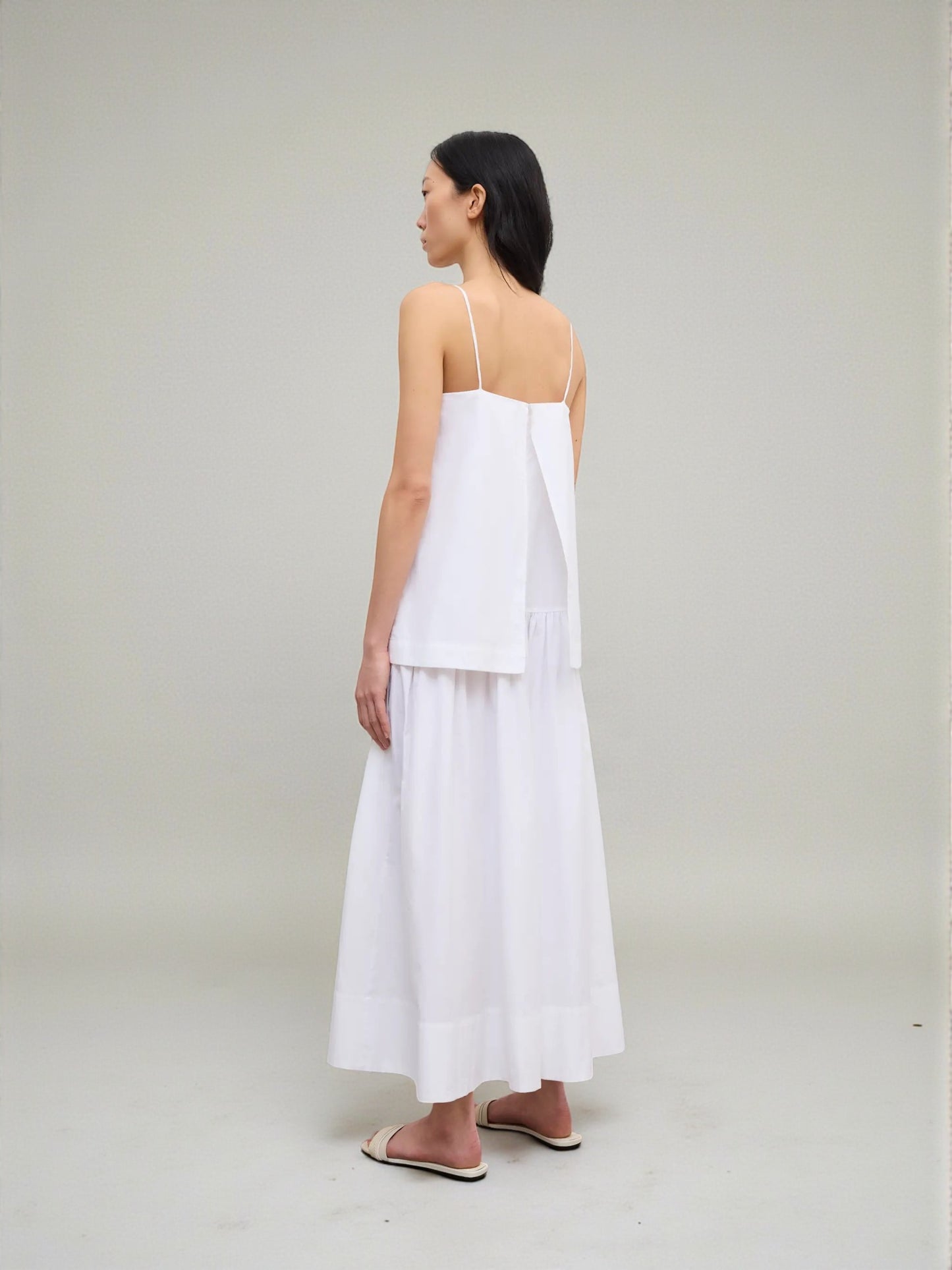 Trägerkleid aus Baumwolle Weiß