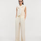 House of Dagmar Drawstring Hose Creme von vorne getragen