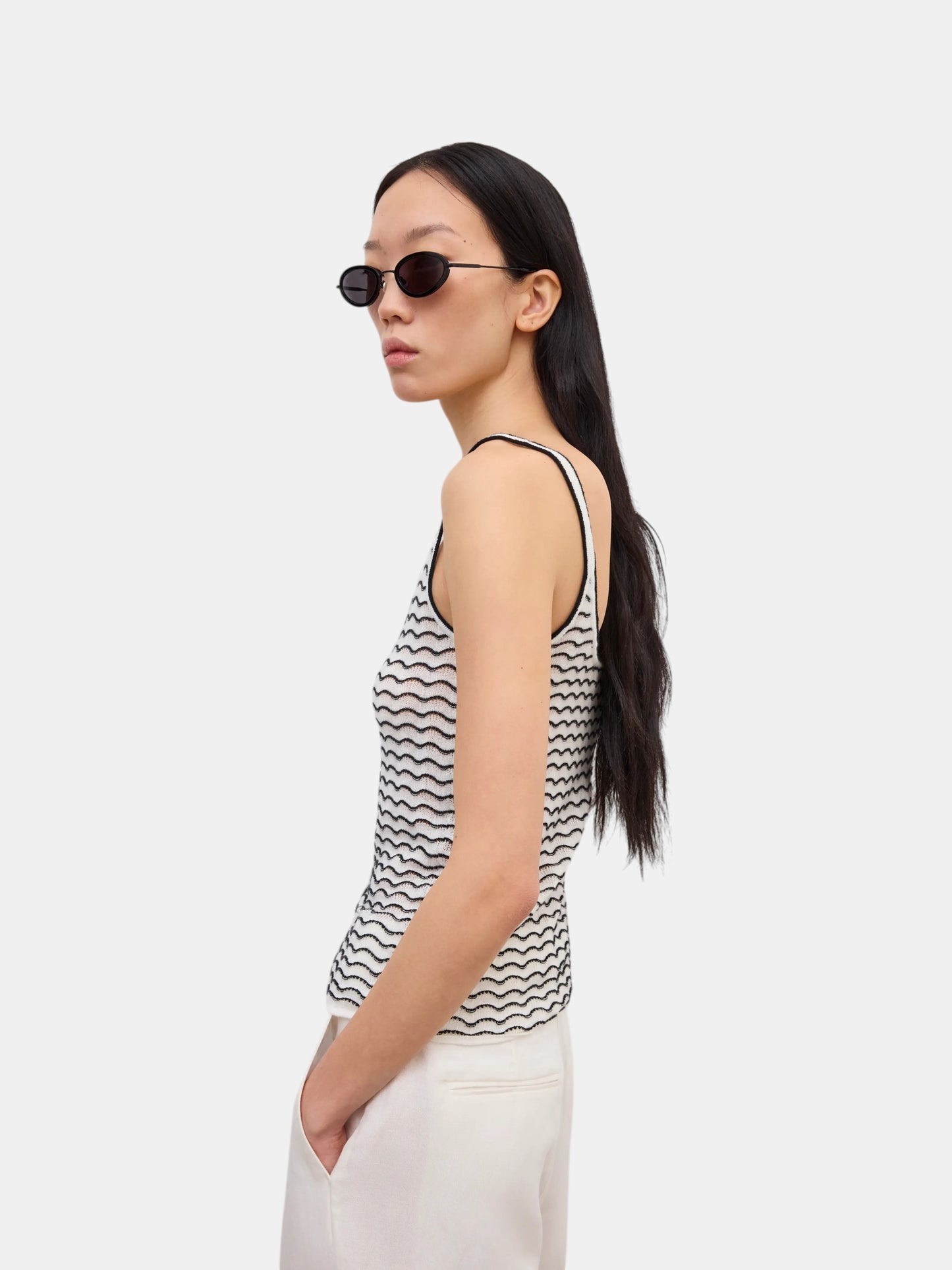 Lace Camisole Top Weiß Schwarz