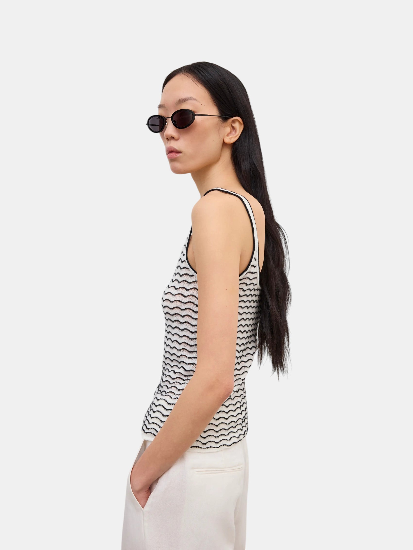 Lace Camisole Top Weiß Schwarz