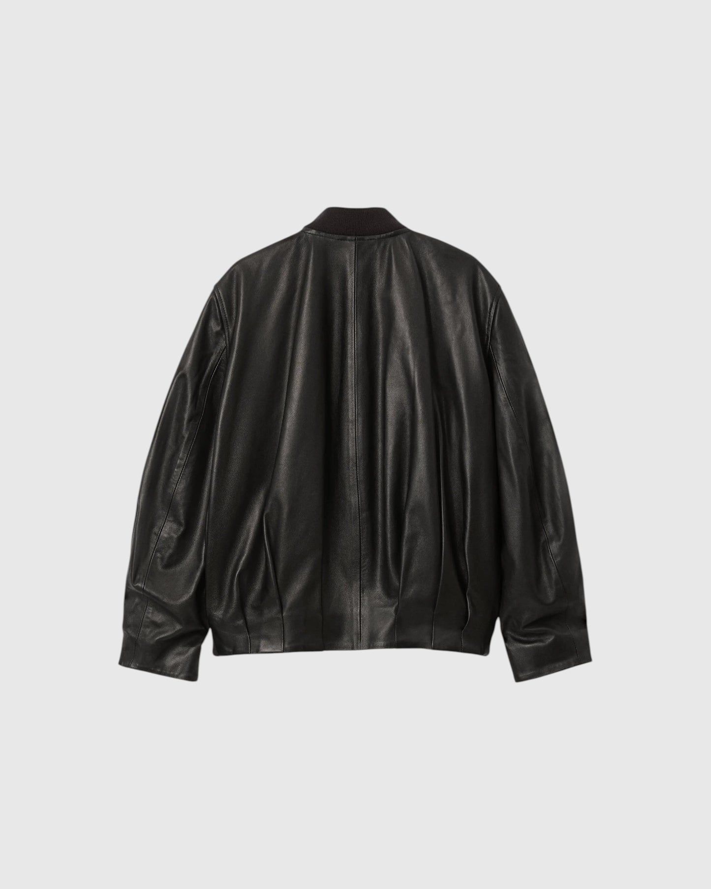 Oversized Lederblouson Schwarz