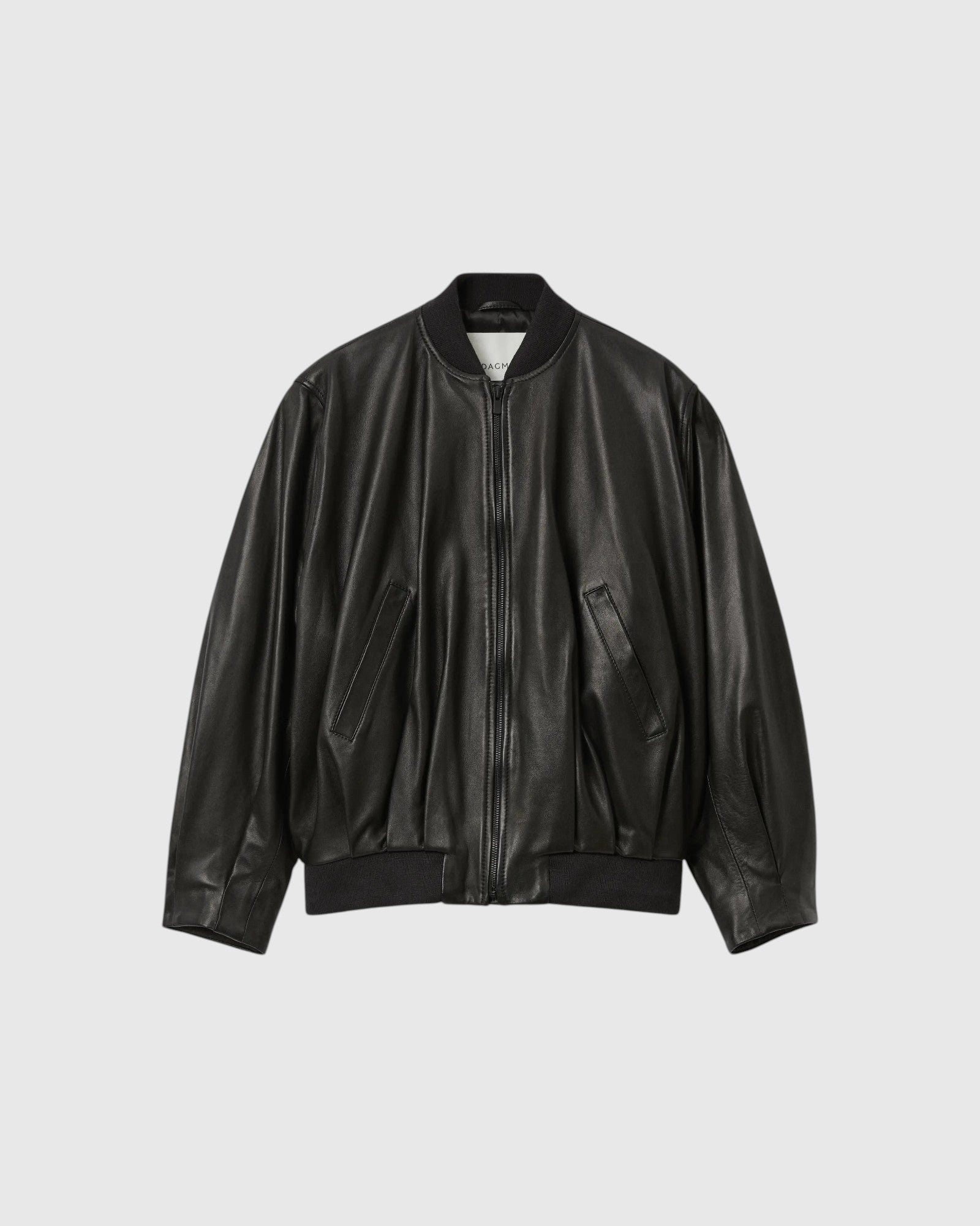 Oversized Lederblouson Schwarz