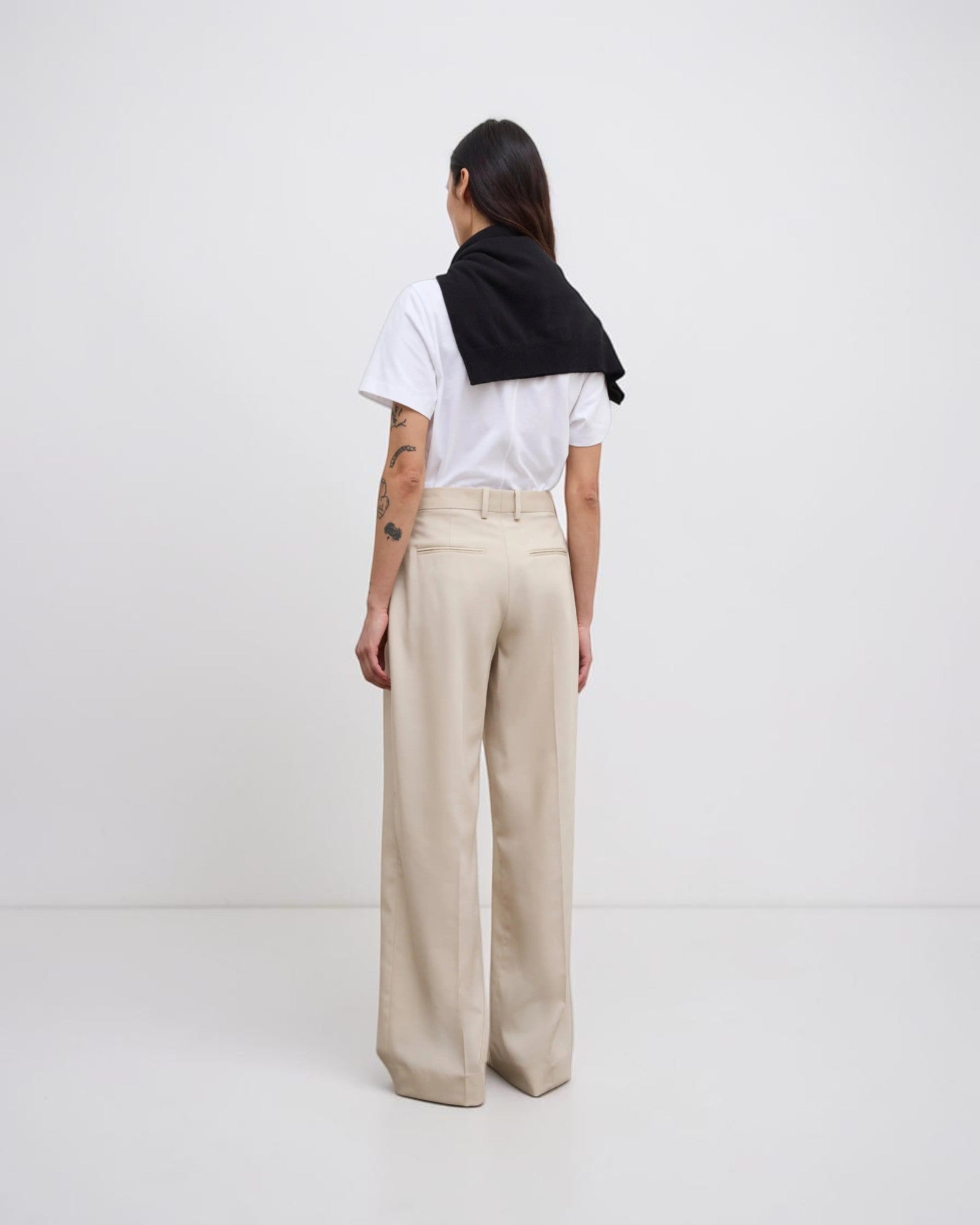 Weite Wollhose Creme