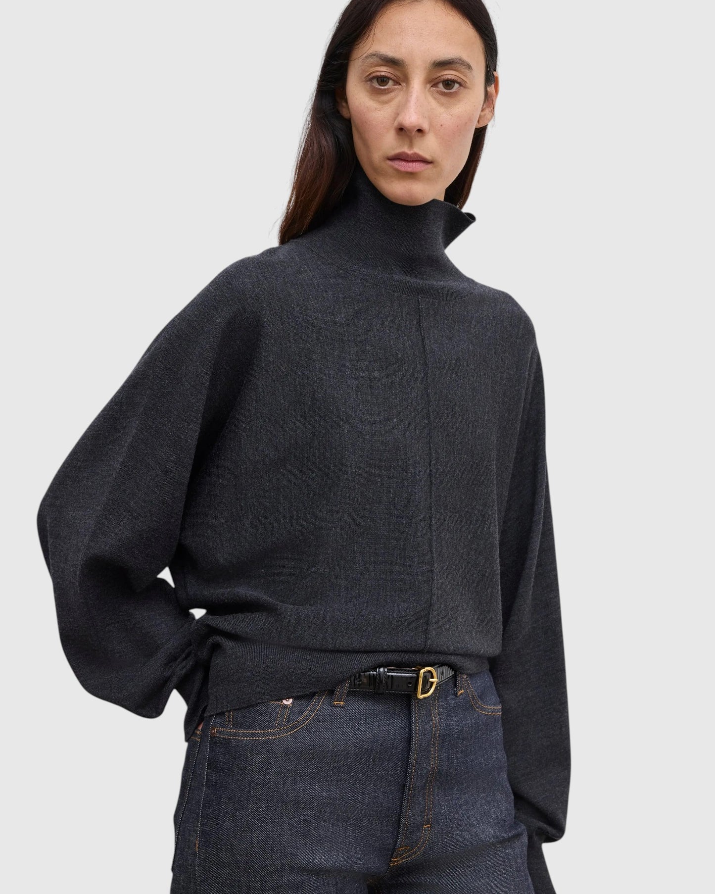 Merino-Rollkragenpullover Anthrazit