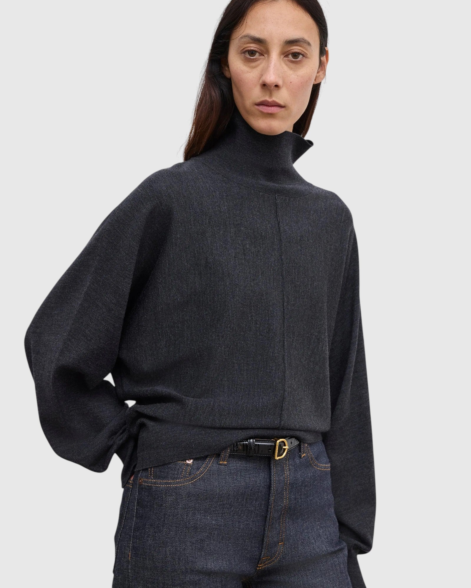 Merino-Rollkragenpullover Anthrazit