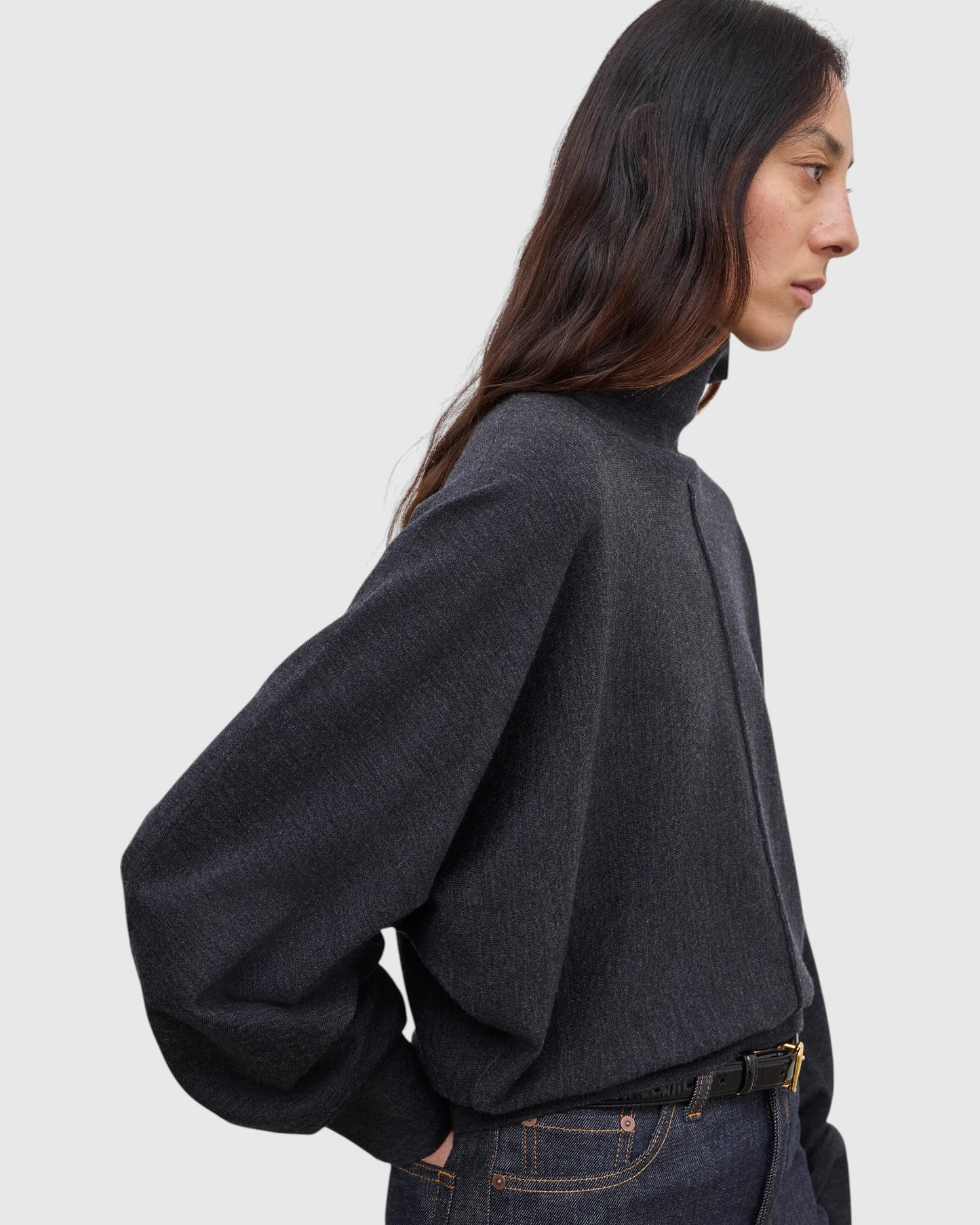 Merino-Rollkragenpullover Anthrazit