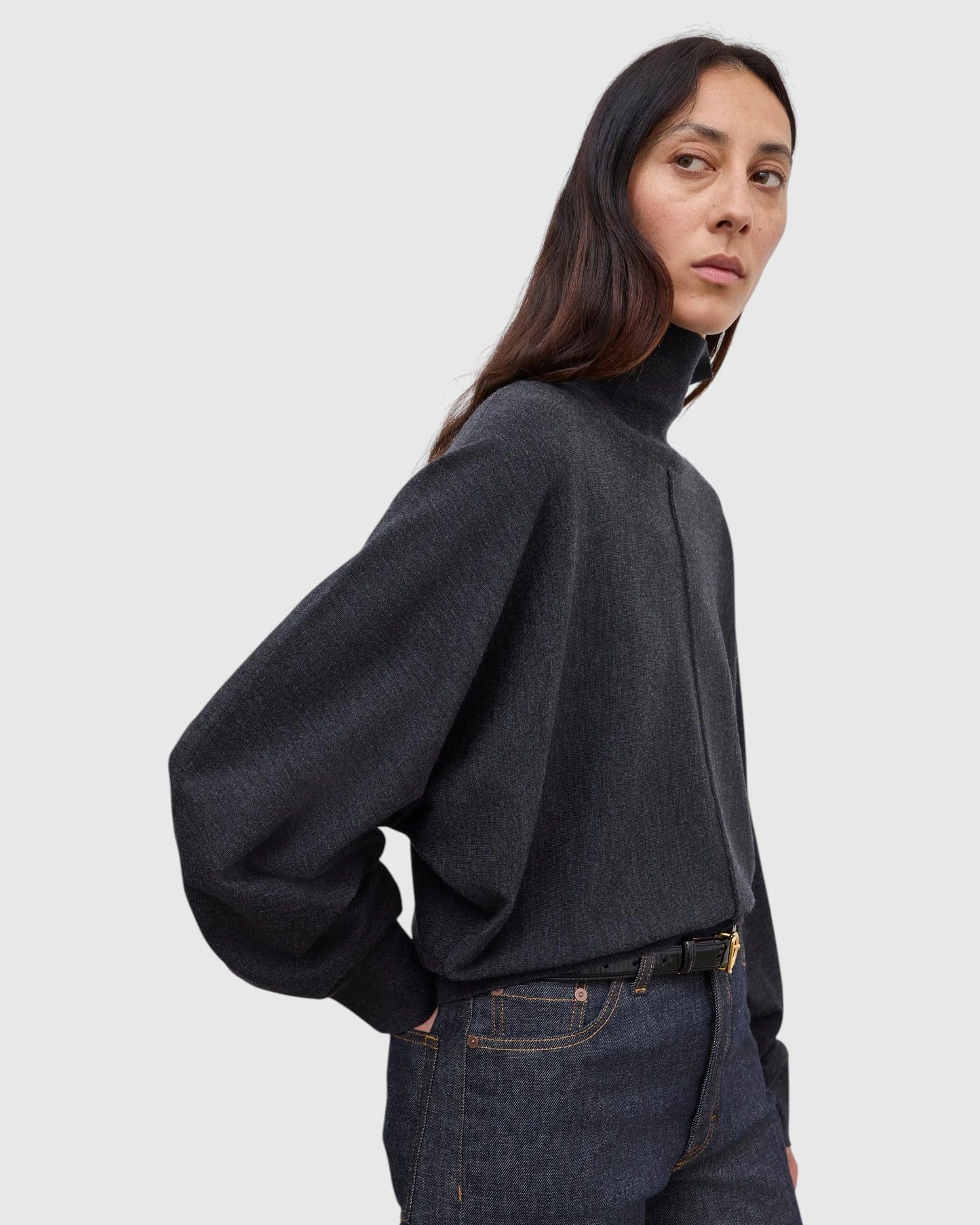 Merino-Rollkragenpullover Anthrazit
