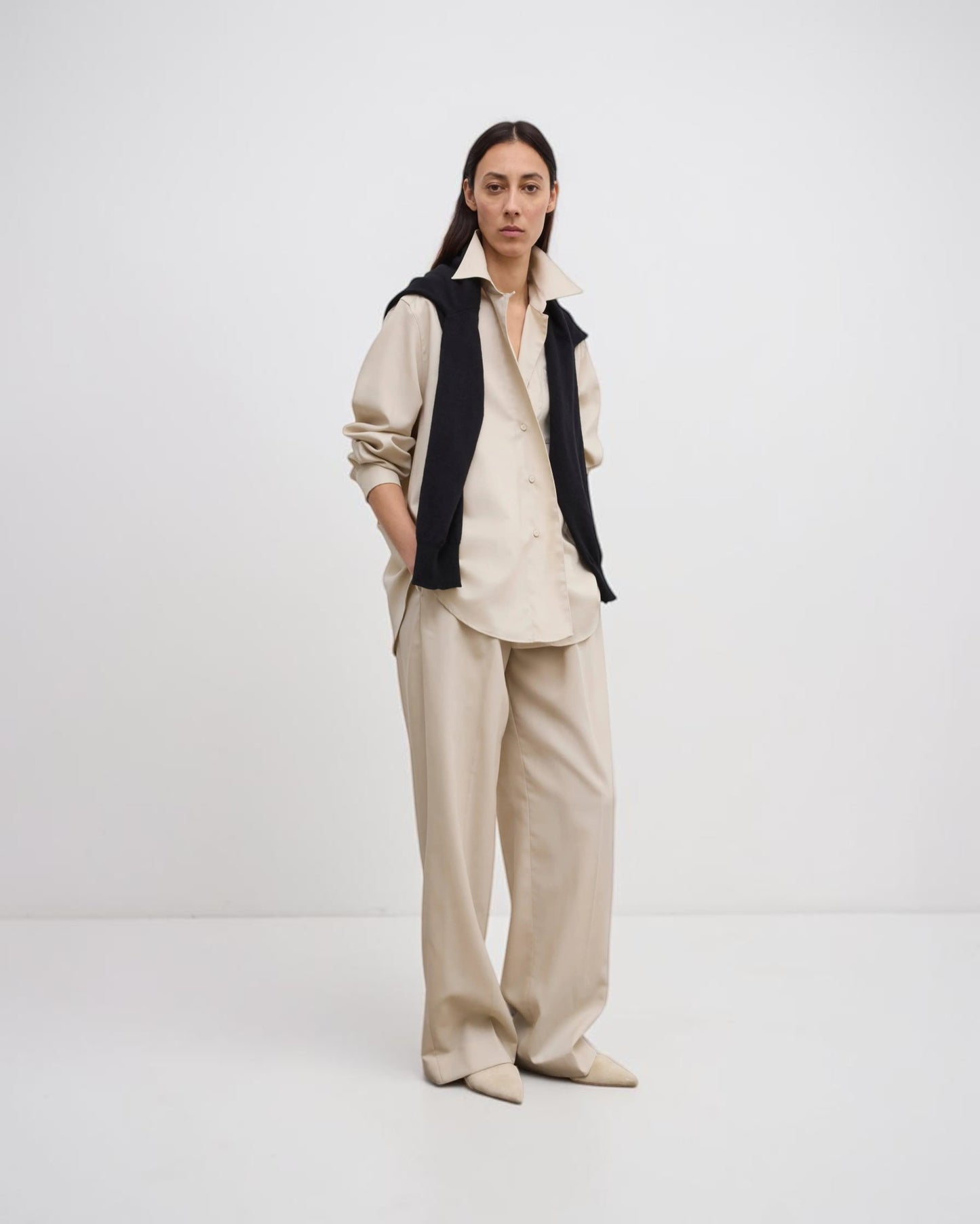 Asymmetrische Bluse Creme