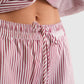 Detail der House of Dagmar Boxer Shorts Rot Weiß Gestreift als Stoff- und Farbansicht