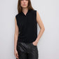Detail des House of Dagmar ärmellosen Stricktops aus Kaschmirmischung Schwarz im getragenen Styling