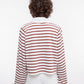 House of Dagmar Gestreiftes Rugbyshirt Offwhite Mahagonirot von hinten getragen