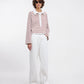 House of Dagmar Gestreiftes Rugbyshirt Offwhite Mahagonirot von vorne getragen