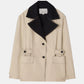 House of Dagmar Two Tone Jacke Creme Schwarz als Freisteller