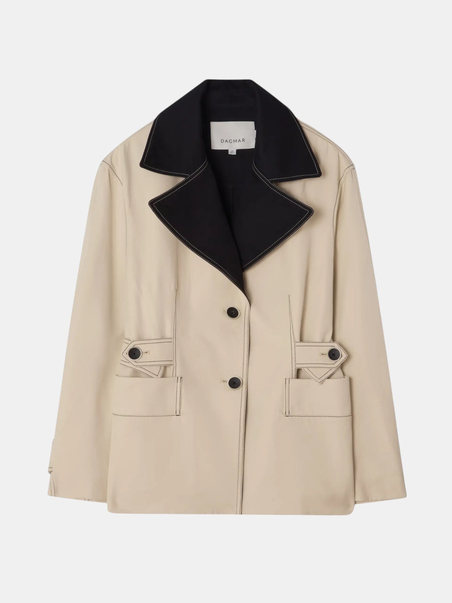 House of Dagmar Two Tone Jacke Creme Schwarz als Freisteller