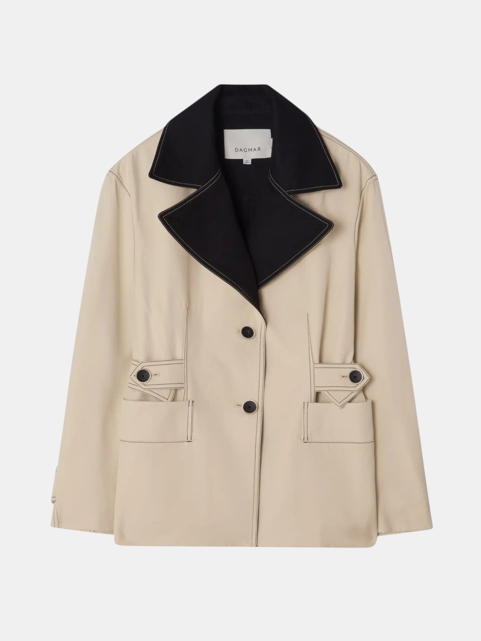 House of Dagmar Two Tone Jacke Creme Schwarz als Freisteller