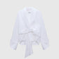 Drapierte Popeline-Bluse mit Schleifendetail