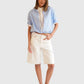 Dorothee Schumacher Powerful Ease Bluse Hellblau Weiss von vorne getragen