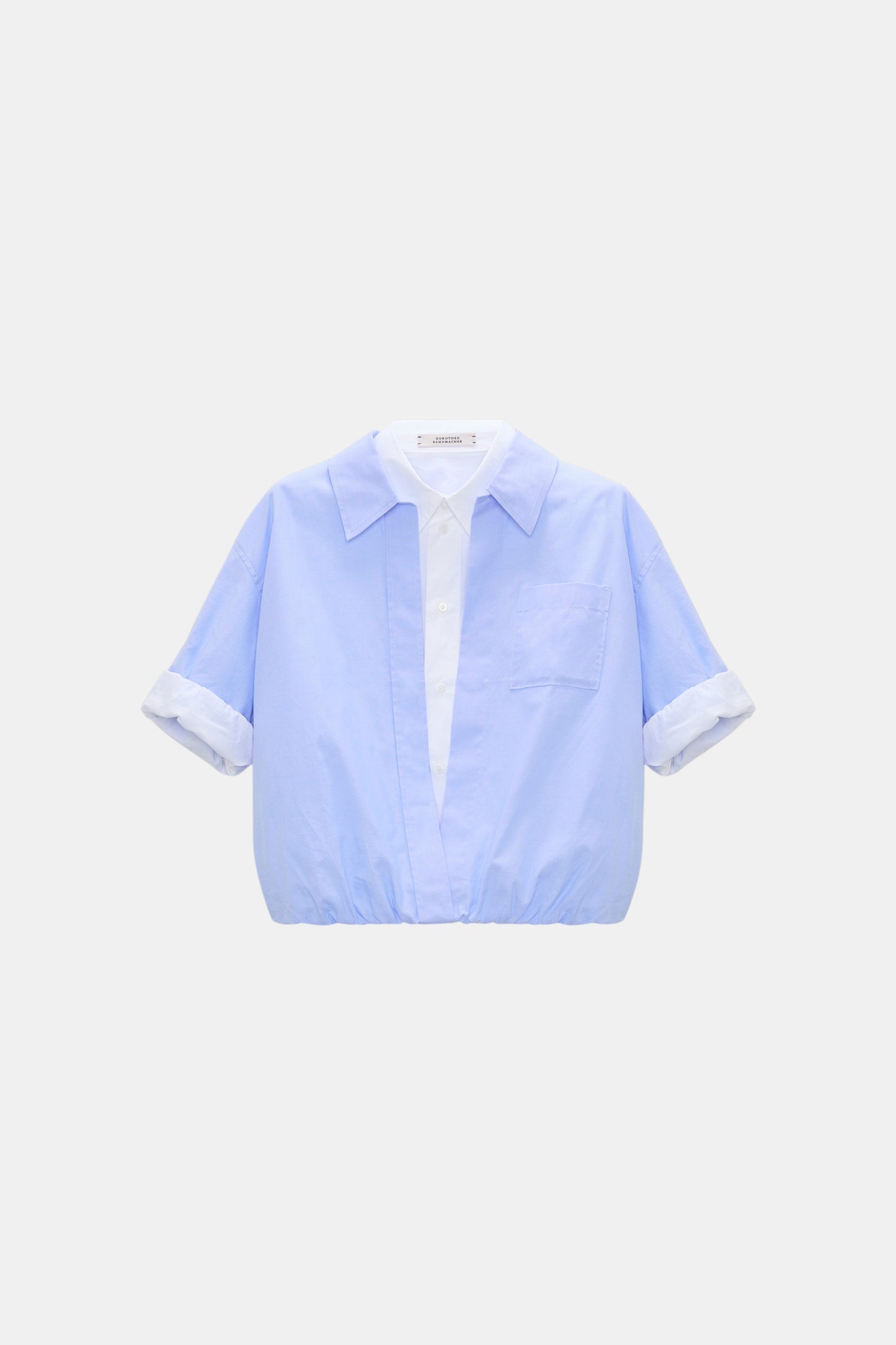 Dorothee Schumacher Powerful Ease Bluse Hellblau Weiss als Freisteller