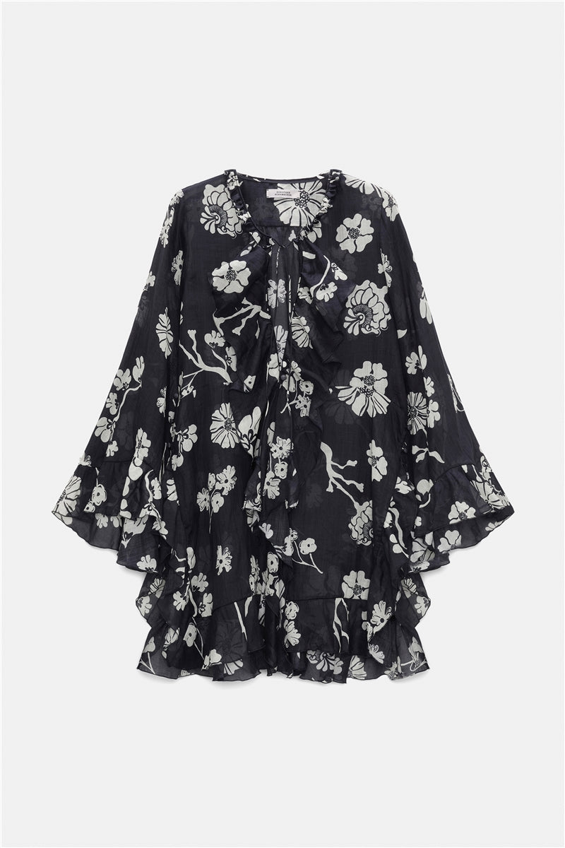 Dorothee Schumacher Floral Daydream Bluse Dunkelblau als Freisteller von vorne