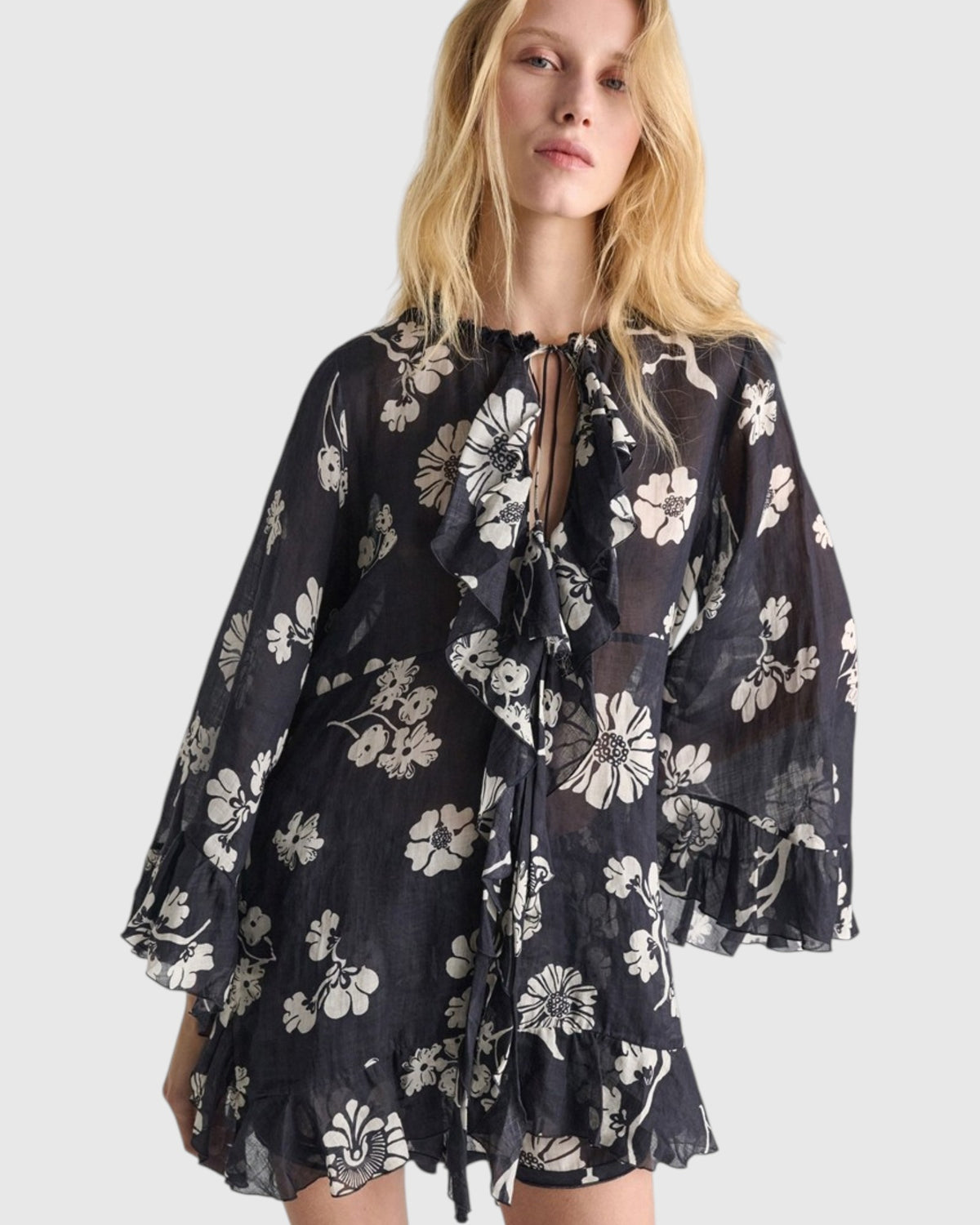 Floral Daydream Bluse Dunkelblau