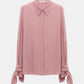 Dorothee Schumacher Bluse mit Binde-Elementen Rosa als Freisteller von vorne