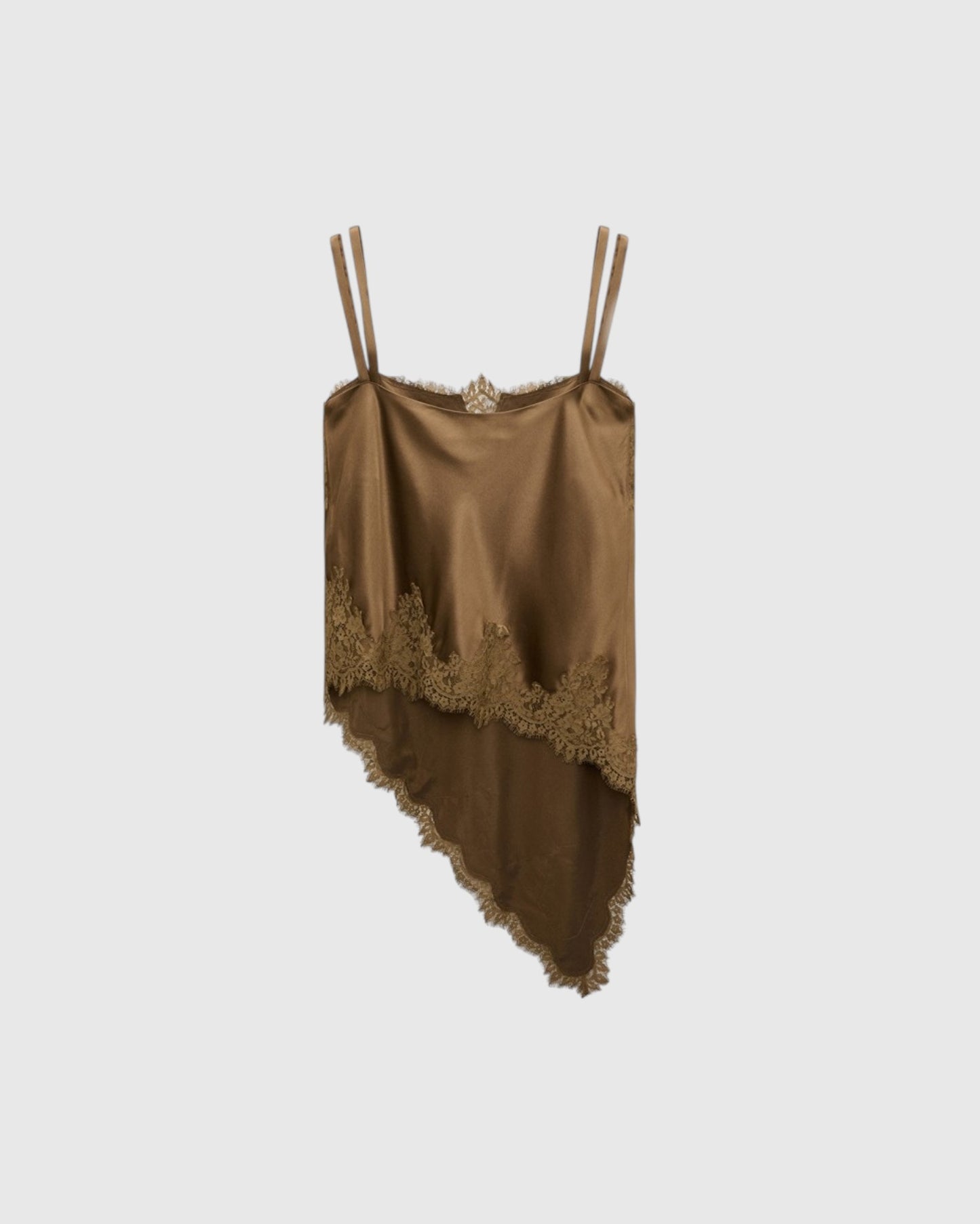 Asymmetrisches Seidentop mit Spitze