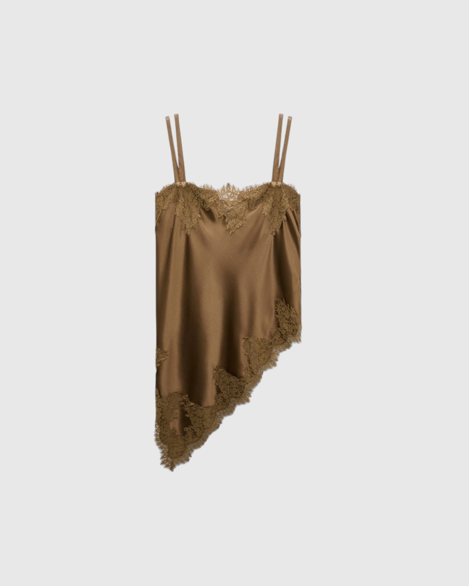 Asymmetrisches Seidentop mit Spitze