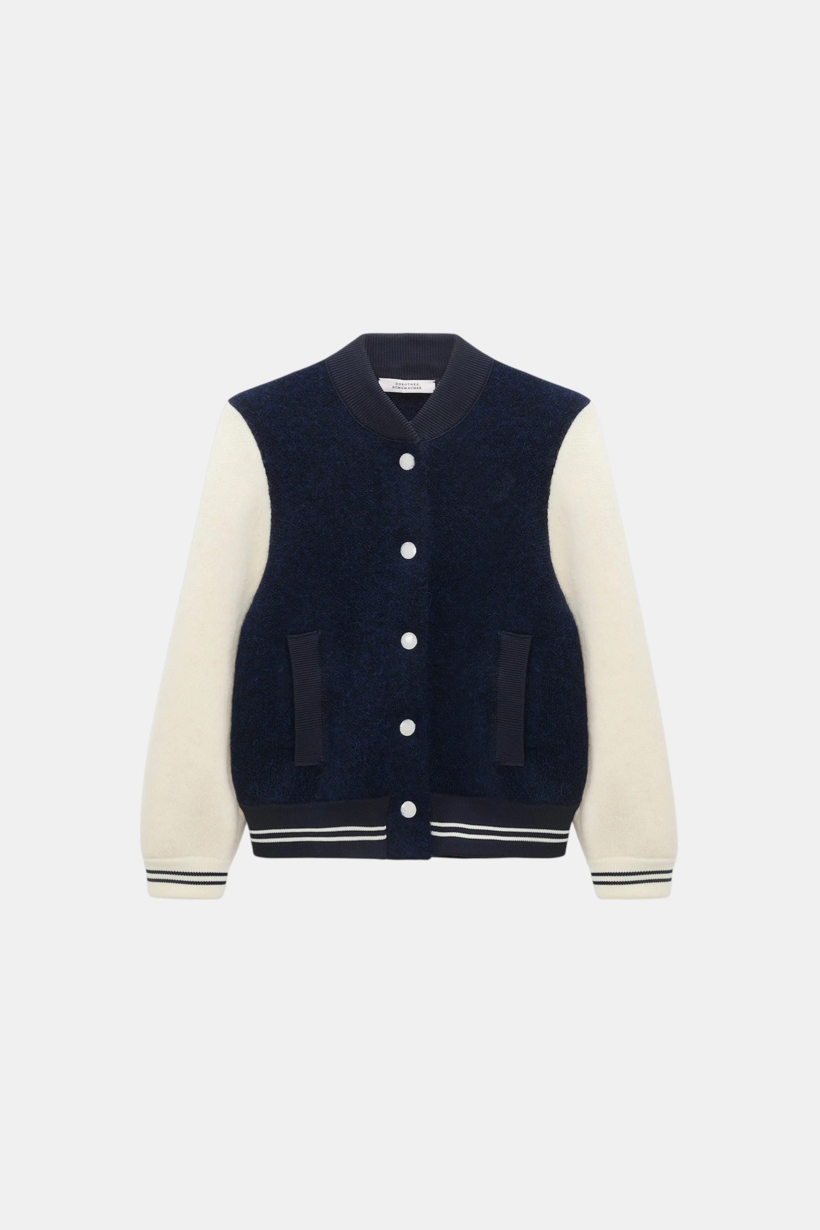 Dorothee Schumacher Bomberjacke aus Alpaka-Mix Navy als Freisteller von vorne