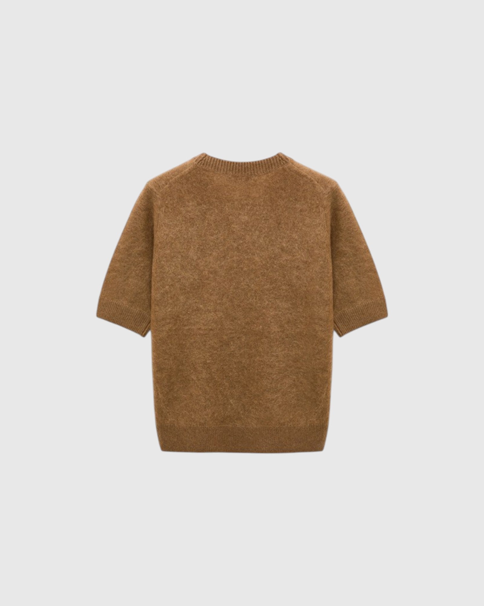 Fluffy Kurzarm-Pullover Braun