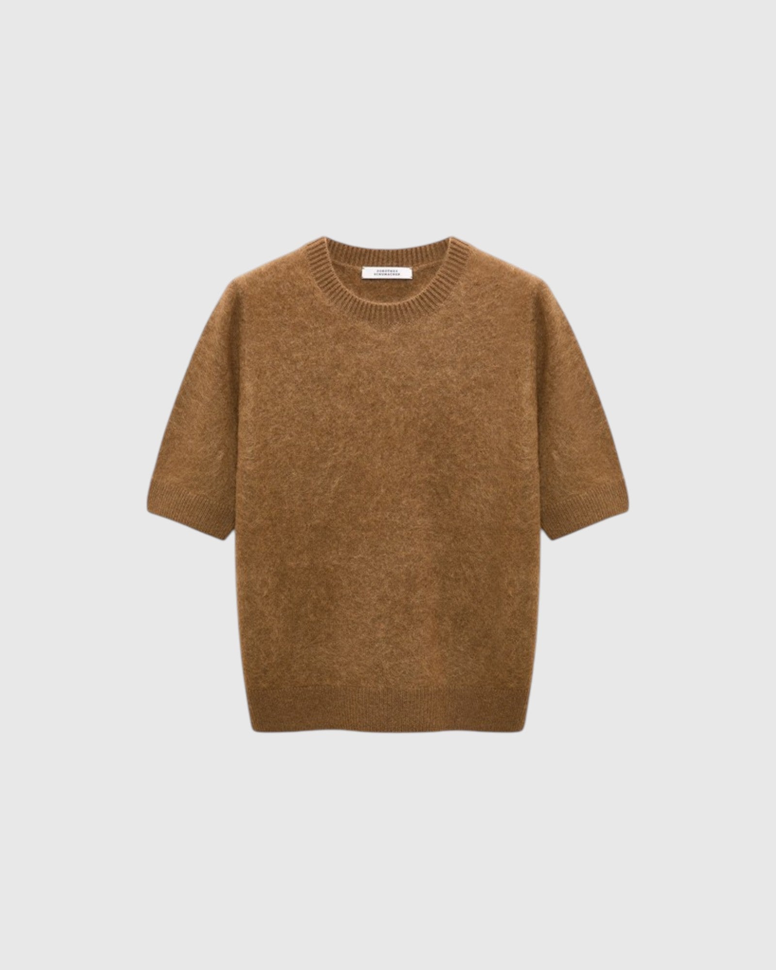Fluffy Kurzarm-Pullover Braun