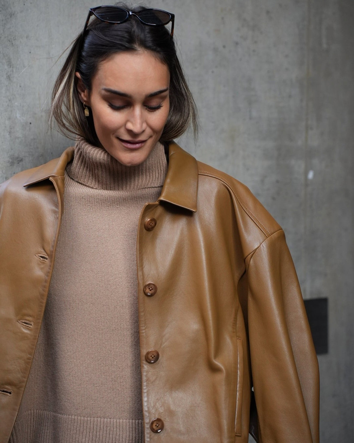 Lederjacke mit Taillengürtel