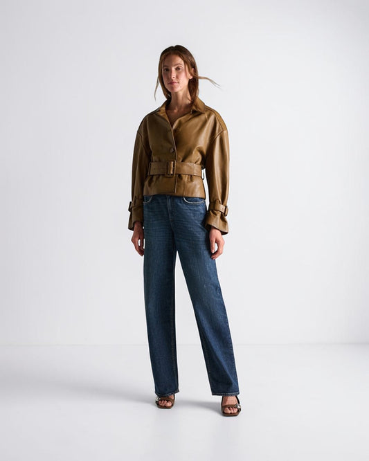 Lederjacke mit Taillengürtel