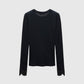 Langarmshirt Spitzeneinsatz Schwarz