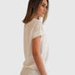 Dorothee Schumacher Sheer Meadow Rock bestickter Organza Weiß im getragenen Styling von der Seite