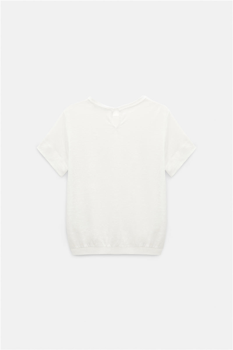 Dorothee Schumacher Hanf Shirt Kurzarm Weiß als Freisteller von hinten