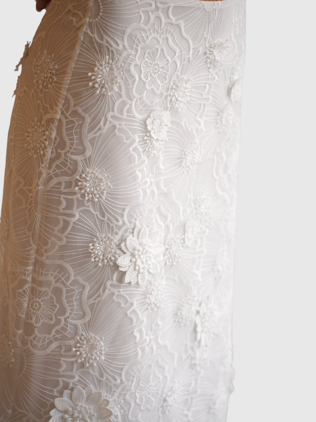 Detail des Dorothee Schumacher Sheer Meadow Rocks bestickter Organza Weiß als Stoffansicht