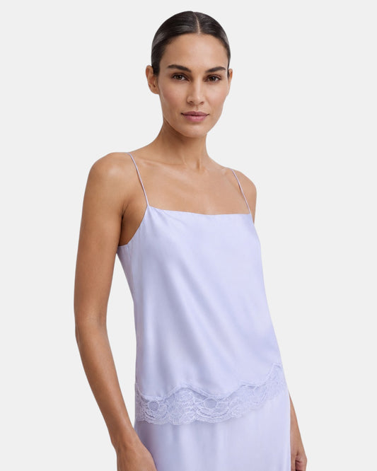 Top aus Seide in Blau
