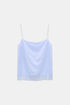 Dorothee Schumacher Top aus Seide Blau mit Spitze als Freisteller von vorne