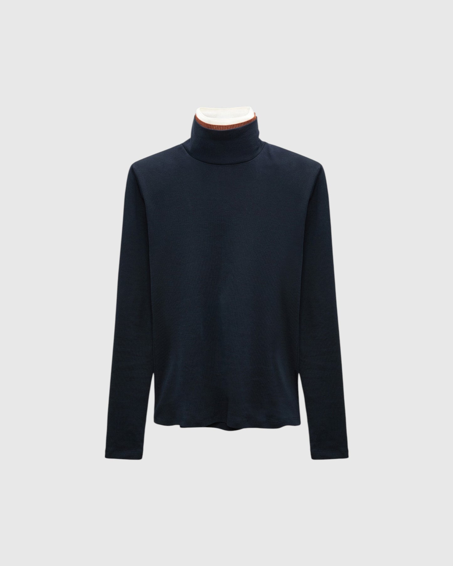 Rollkragenpullover Doppelkragen Navy