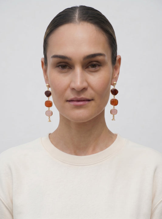 Silene Ohrringe mit Natursteinen Vergoldet