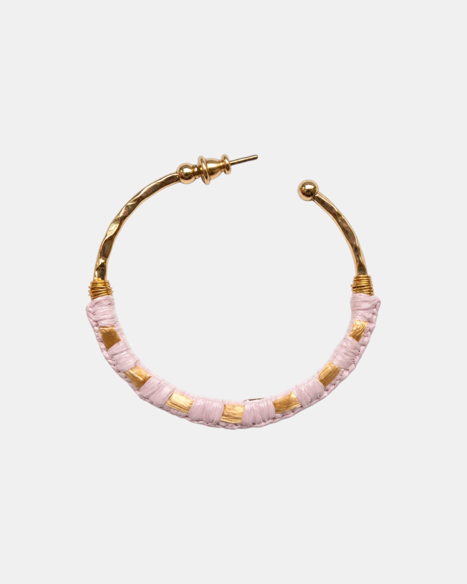 Rosa Creolen mit Raffia