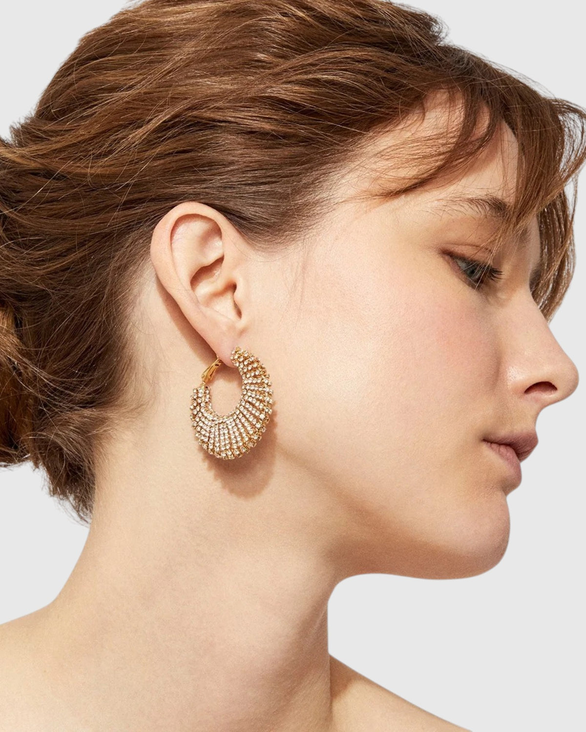 Izzia large rhinestone hoop earrings gold