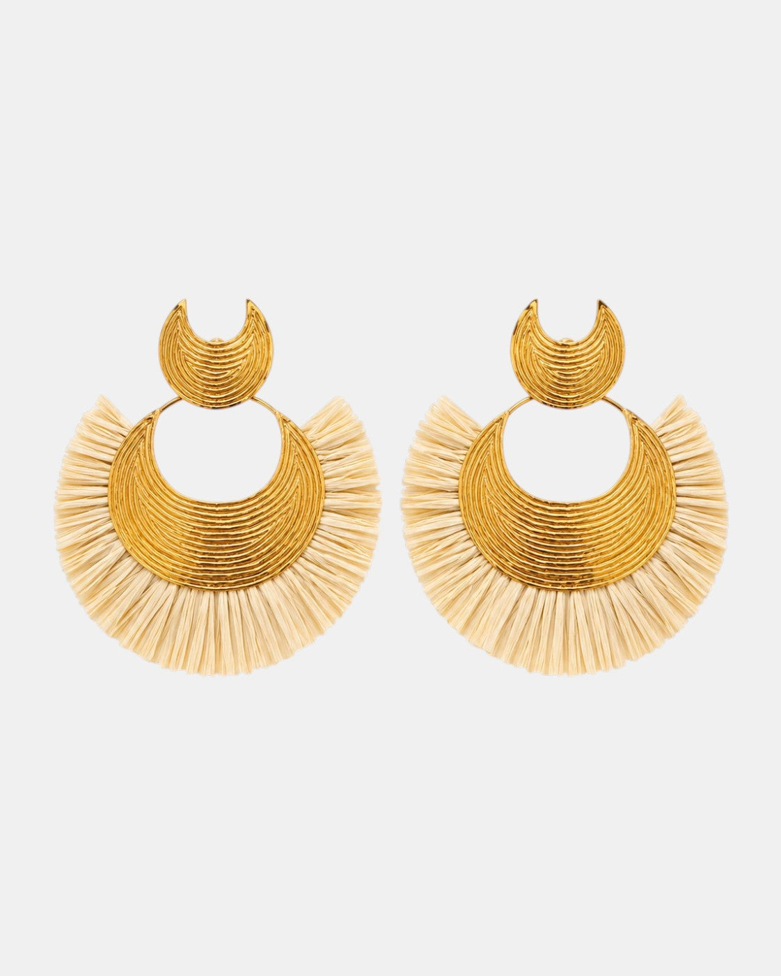 Luna Wave Ohrringe Raffia Beige
