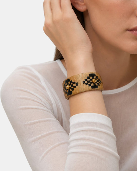 Armband Raffia Natur Schwarz