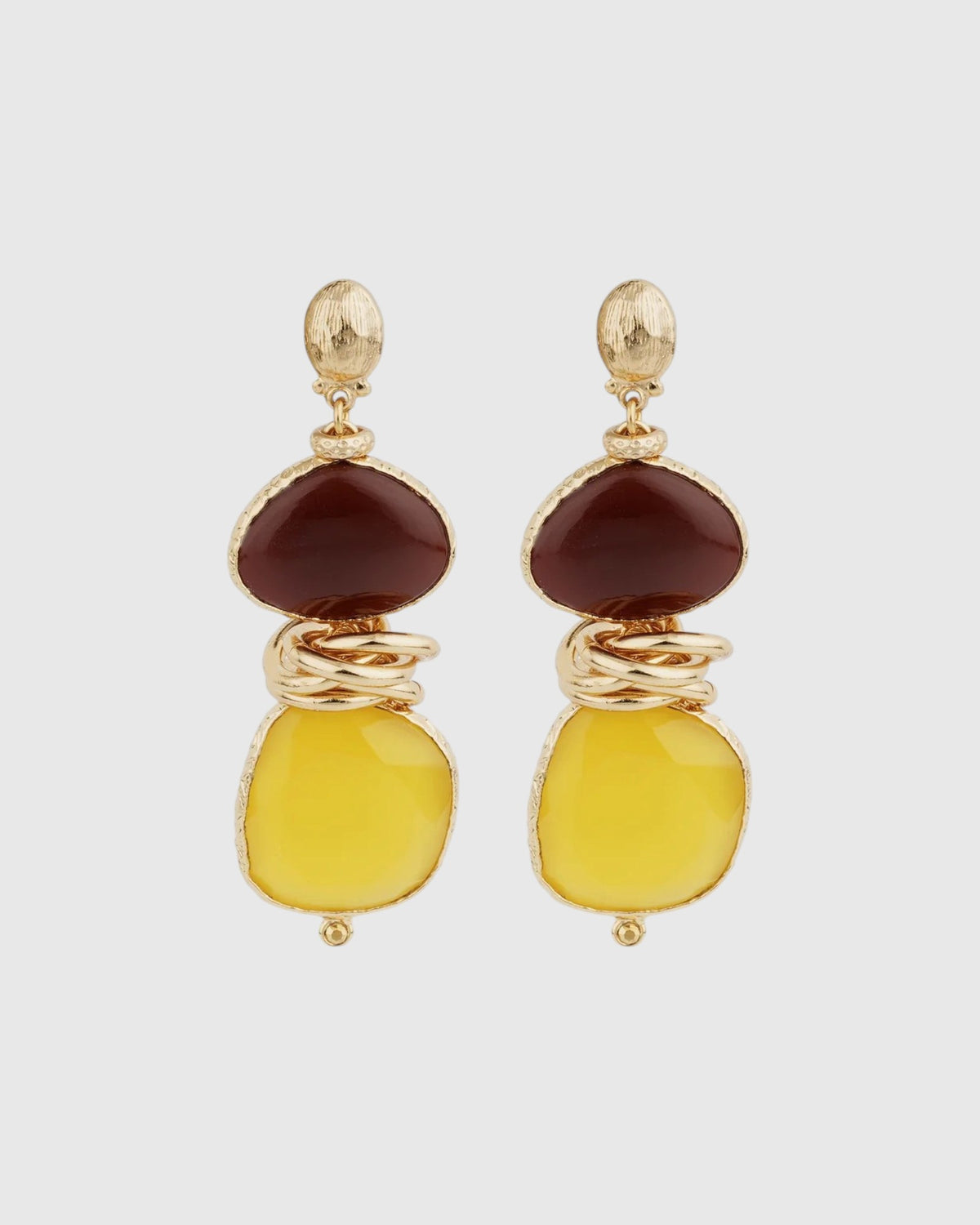 Sirena burgundy yellow drop earrings