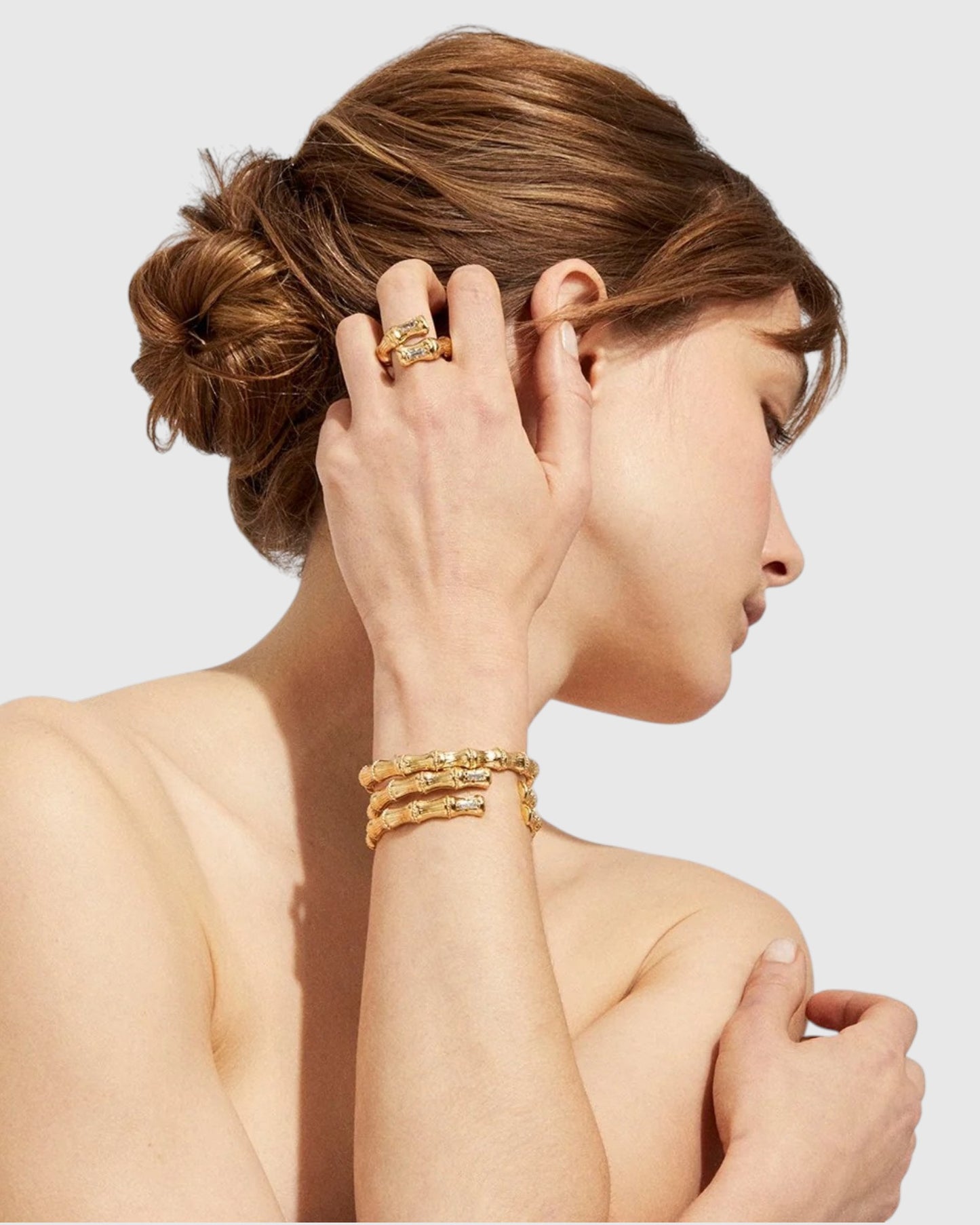 Bambou Strassarmreif Gold Weiß